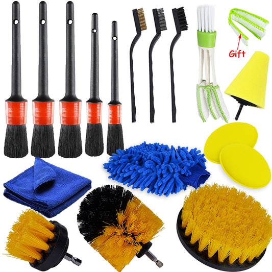 Interior and Exterior cleaning or detailing brush set